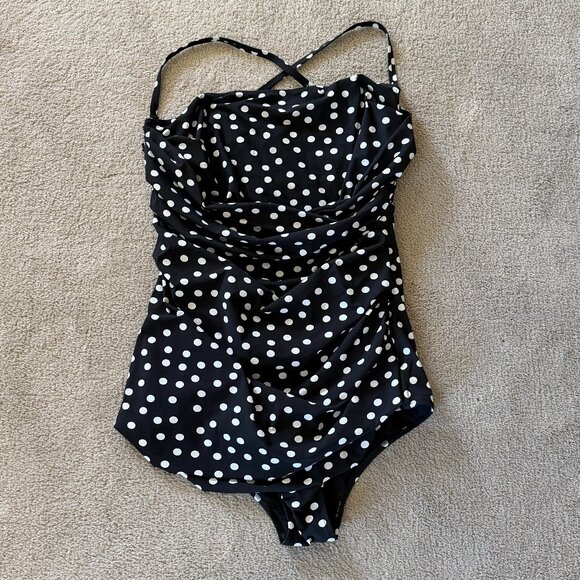 Dolce & Gabbana one piece black polkadot swimsuit Sz XL - Picture 5 of 9